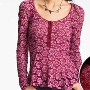 Free People eyelet peplum Henley shirt.